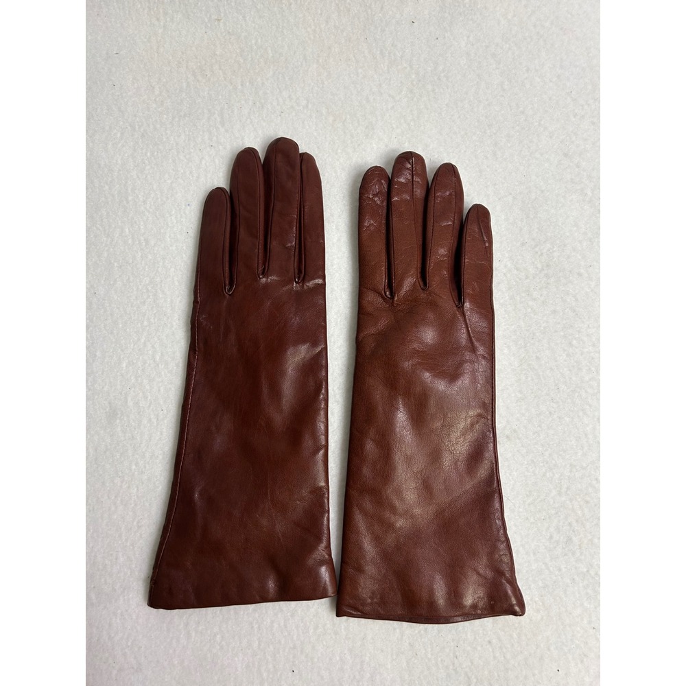 Women's Long Brown Leather Gloves